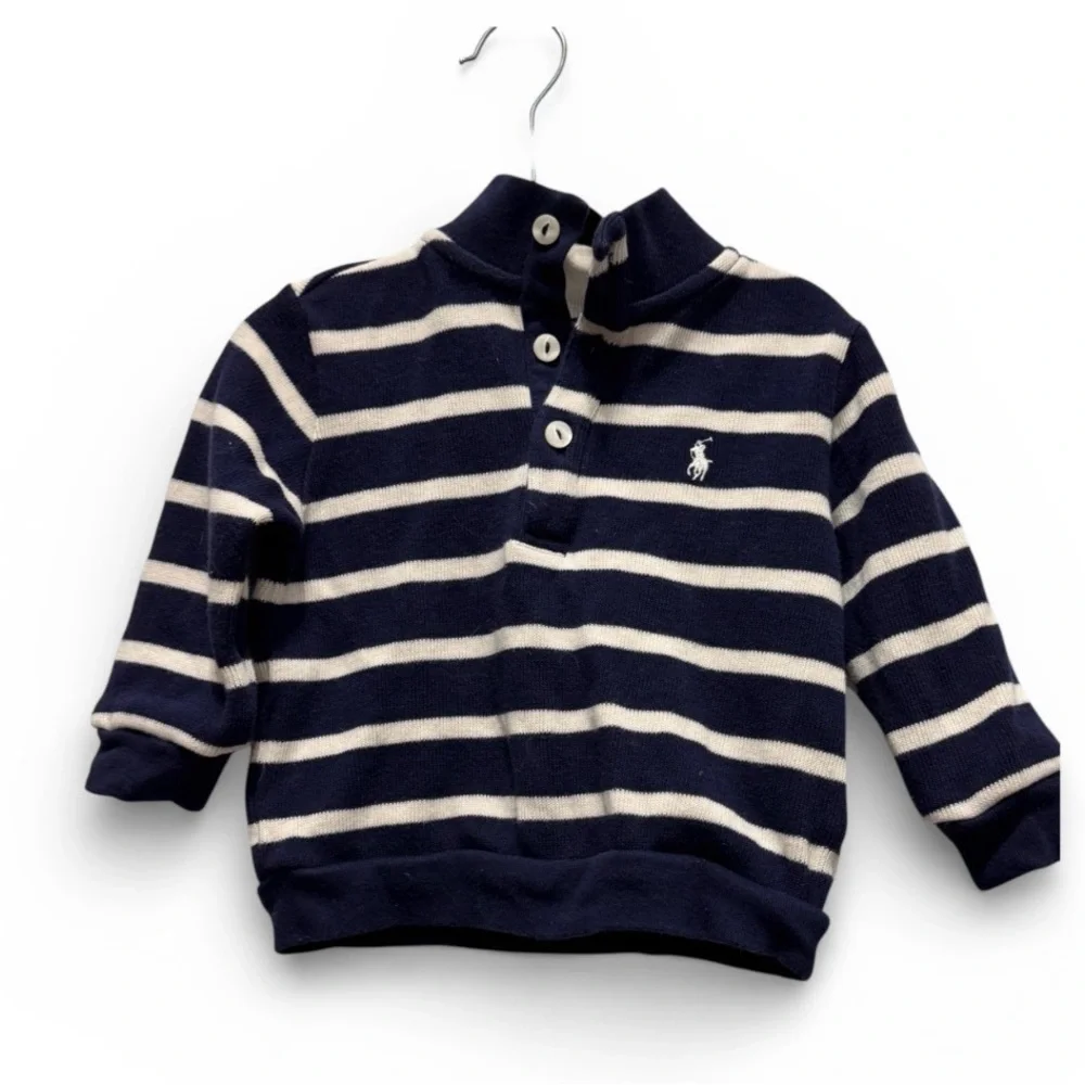 Ralph Lauren Navy and White Striped Polo size 12 months
